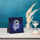 Plaque Photo Dragon Bleu dans Chrome Carbon course flammes (Insitu)