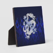 Plaque Photo Dragon Bleu dans Chrome Carbon course flammes (Recto)