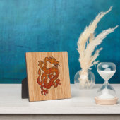 Plaque Photo Dragon Oriental Rouge en Bambou (Insitu)