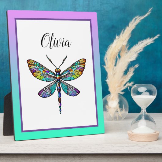 Plaque Photo Dragonfly en verre coloré ailes (Côté)