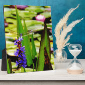 Plaque Photo Dragonfly lotus and purple flower (Côté)