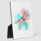 Plaque Photo Dragonfly rouge sur l'arrière - plan aquarelle (Côté)