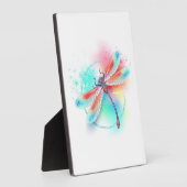 Plaque Photo Dragonfly rouge sur l'arrière - plan aquarelle (Côté)