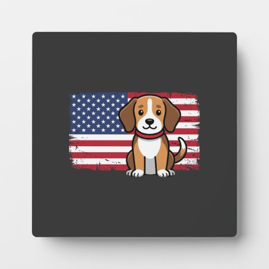 Plaque Photo Drapeau Américain Chien Patriote Vector (Devant)