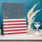 Plaque Photo drapeau américain en détresse (Côté)