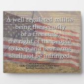 Plaque Photo Drapeau américain et 2ème amendement (Devant)
