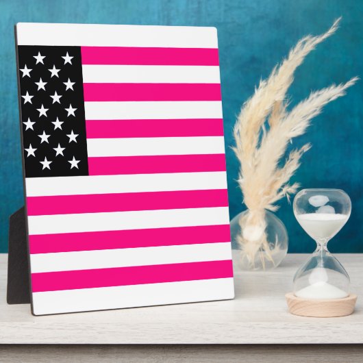 Plaque Photo drapeau américain rose (Côté)