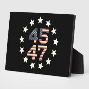Plaque Photo Drapeau américain vintage Trump 45 47 étoiles USA