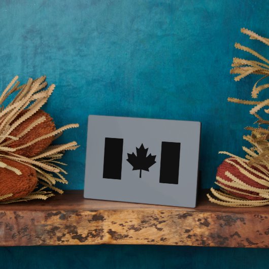 Plaque Photo Drapeau canadien en style noir (Côté)