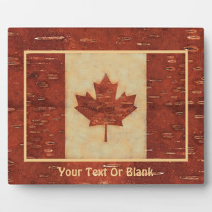 Plaque Photo Drapeau Canadien Sur L'Écorce De Birch Intérieur