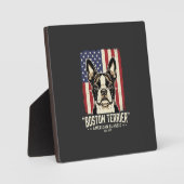 Plaque Photo Drapeau Classique Américain Boston Terrier (Recto)