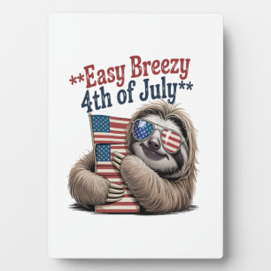 Plaque Photo Drapeau de la fête du 4 juillet avec un paresseux