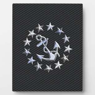 Plaque Photo Drapeau de la marine de yacht d'argent sur Grille 