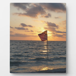 Plaque Photo Drapeau du coucher du soleil