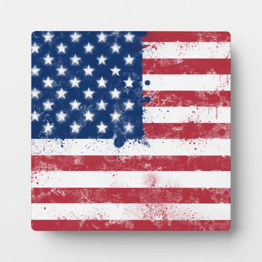 Plaque Photo Drapeau peint des Etats-Unis (Devant)