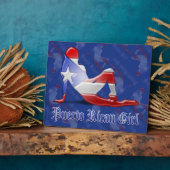 Plaque Photo Drapeau Silhouette pour fille portoricaine (Côté)