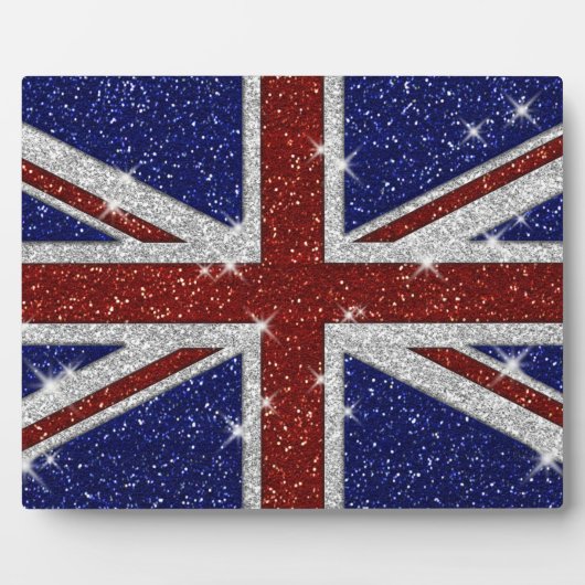 Plaque Photo Drapeau Union Jack brillant parties scintillant (Devant)