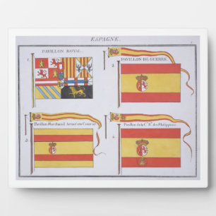 Plaque Photo Drapeaux espagnols, tiré d'un livre français de Dr