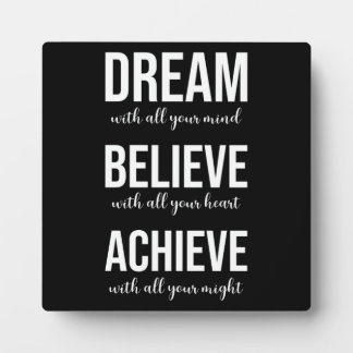 Plaque Photo Dream Believe Achieve - Gym, Hustle, Succès