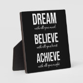Plaque Photo Dream Believe Achieve - Gym, Hustle, Succès (Recto)
