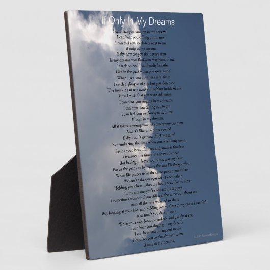 Plaque Photo Dreams Loem Poem Fluffy White Clouds EASEL (Côté)