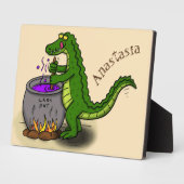 Plaque Photo Drôle alligator vert cuisine dessin animé (Côté)