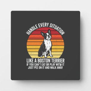 Plaque Photo Drôle attitude de Boston Terrier Rétro