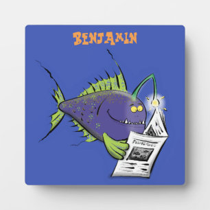 Plaque Photo Drôle caricature de poisson de pêcheur