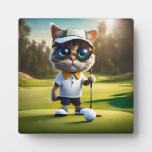 Plaque Photo Drôle Chat Golf Player, (Devant)