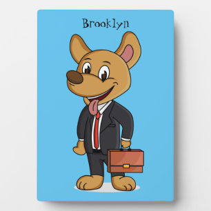 Plaque Photo Drôle chien en costume d'entreprise dessin animé