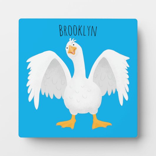 Plaque Photo Drôle curieuse dessin animé d'oie domestique (Devant)