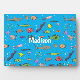 Plaque Photo Drôle des créatures marines dessin motif
