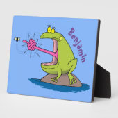 Plaque Photo Drôle dessin animé de grenouille et mouche (Côté)