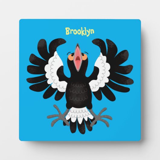 Plaque Photo Drôle dessin animé de Magpie australienne (Devant)