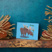 Plaque Photo Drôle dessin animé d'orignal heureux (Côté)