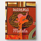 Plaque Photo Drôle Giraffe avec texte cool Hakuna Matata (Devant)