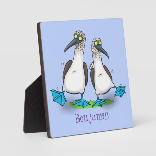 Plaque Photo Drôle, joyeux croquis à pieds bleus dansant dessin (Recto)