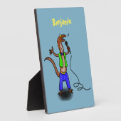 Plaque Photo Drôle lézard chantant avec bande dessinée de micro (Côté)