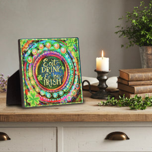 Plaque Photo Drôle Manger, boire et être irlandais Citation Ins