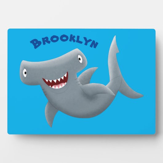 Plaque Photo Drôle mignon requin marteau dessin animé (Devant)