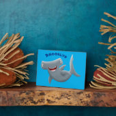 Plaque Photo Drôle mignon requin marteau dessin animé (Côté)