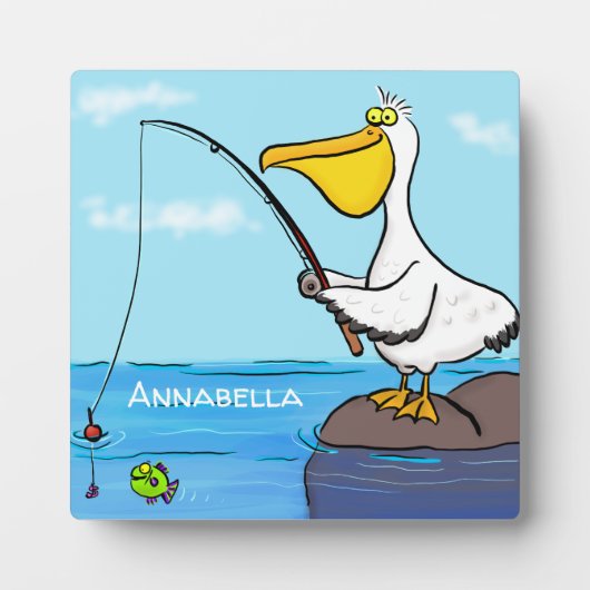 Plaque Photo Drôle pélican de pêche (Devant)