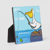 Plaque Photo Drôle pélican de pêche (Recto)