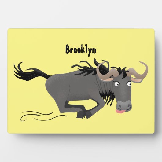 Plaque Photo Drôle wildebeest tourner dessin animé illustration (Devant)