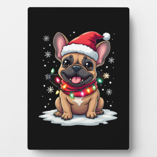Plaque Photo Drôles de French Bulldogs Noël Chapeau de Père Noë