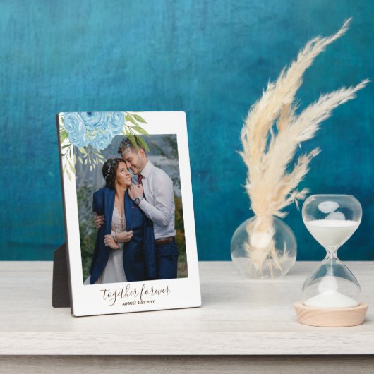 Plaque Photo Dusty Blue Roses NewlyWeds Mariage cadeau P person (Côté)