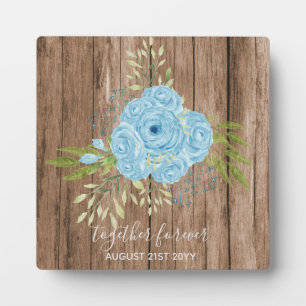 Plaque Photo Dusty Blue Roses NewlyWeds Mariage cadeau personne