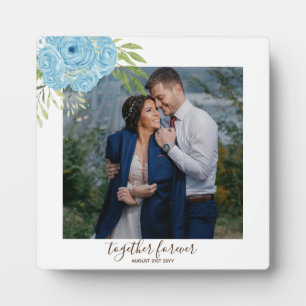 Plaque Photo Dusty Blue Roses NewlyWeds Mariage cadeau personne