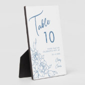 Plaque Photo Dusty Blue & White Botanical Mariage Numéro de tab (Côté)