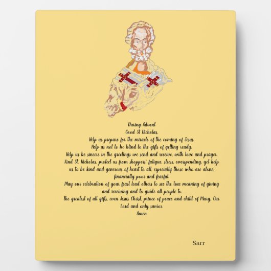 Plaque Photo Easel With Canvas : Prière Saint Nicolas (Devant)